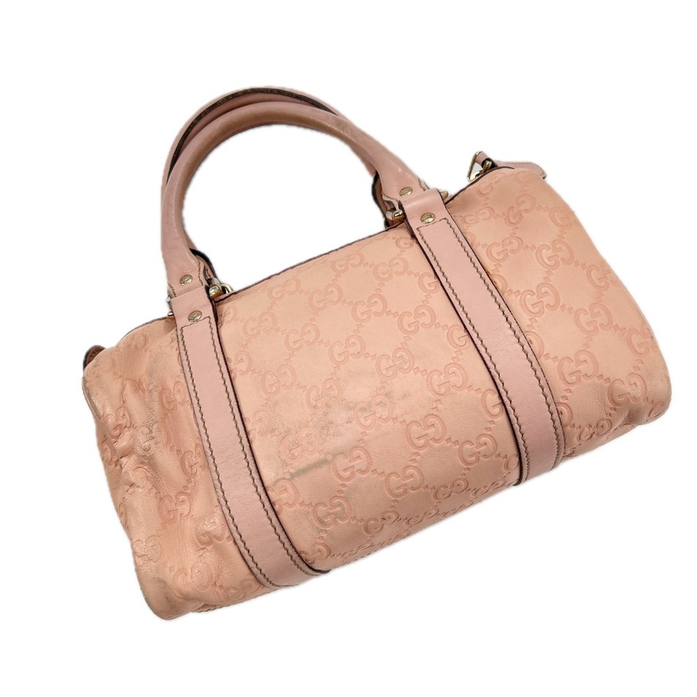 GUCCI GG Small Joy Boston Bag Guccissima Leather Powder/Baby Pink Authentic - Picture 16 of 17